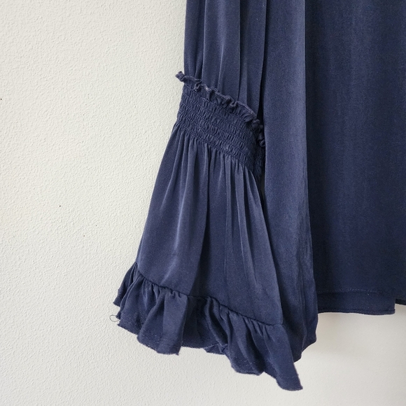 Kobi Halperin Liv Split Cuff Blouse In Navy Blue Size Medium - Picture 5 of 12